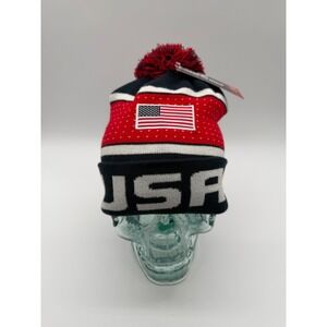 Icon Sports Team USA Knit Beanie Pom Pom Hat Red White Blue Official Merch NWT